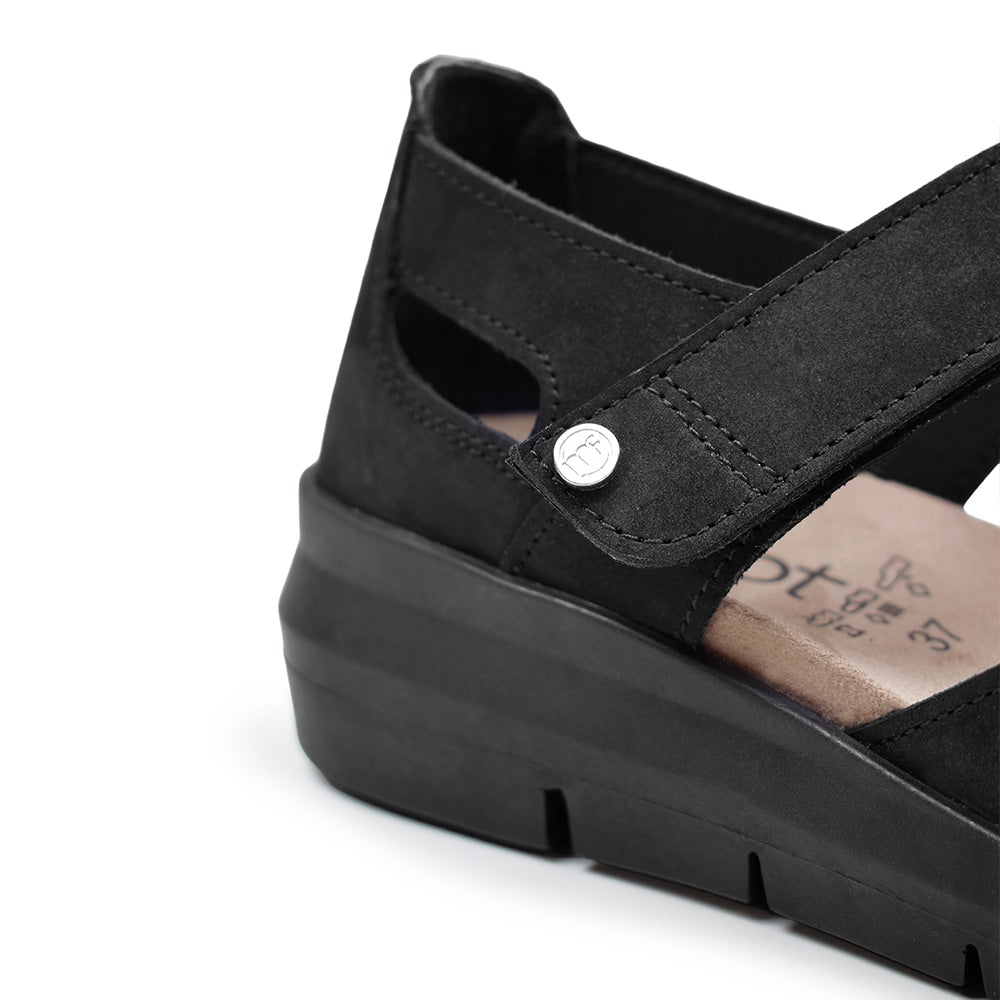 Minfot Sandal Komfort Mia med Hälkappa Nubuck Svart