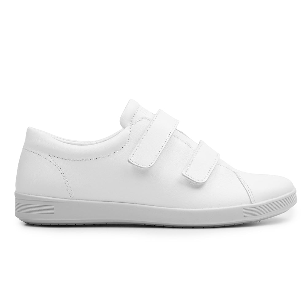 Minfot Aveny Skinn Sneaker Dam Kardborreband Vit