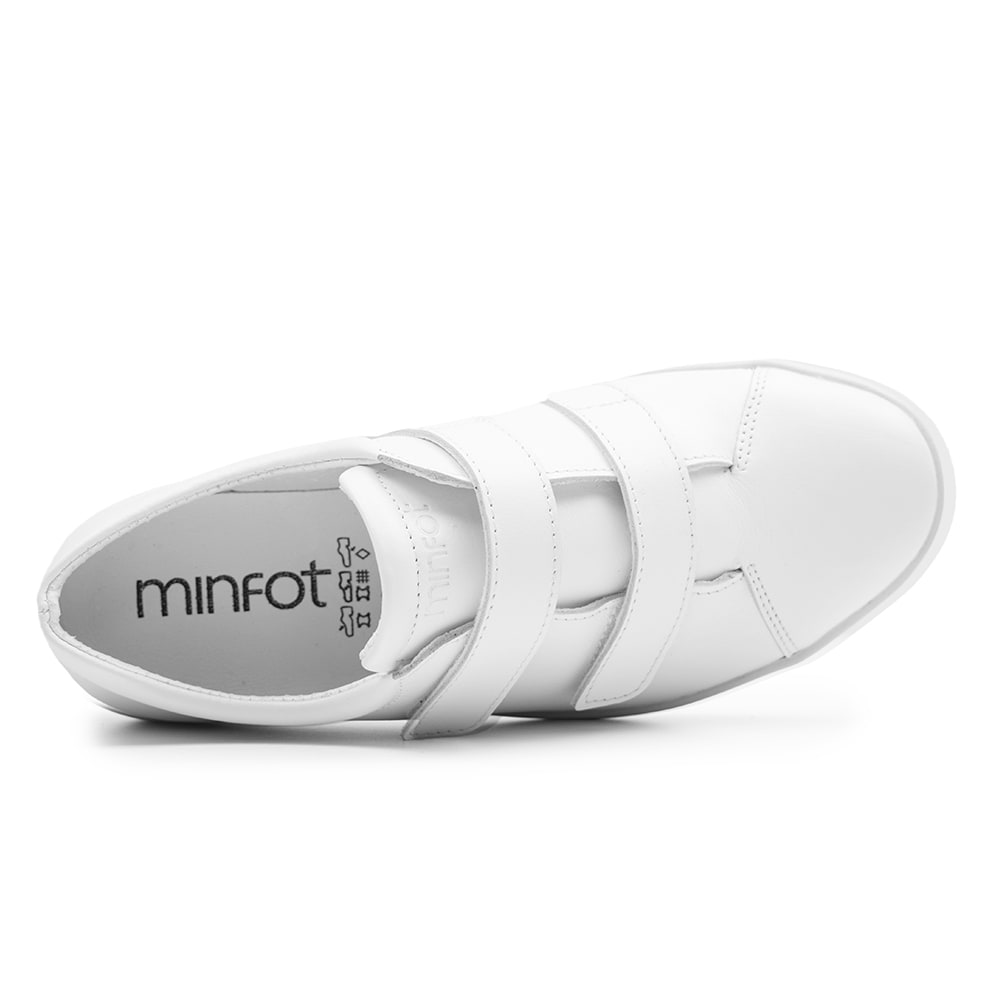 Minfot Aveny Skinn Sneaker Dam Kardborreband Vit