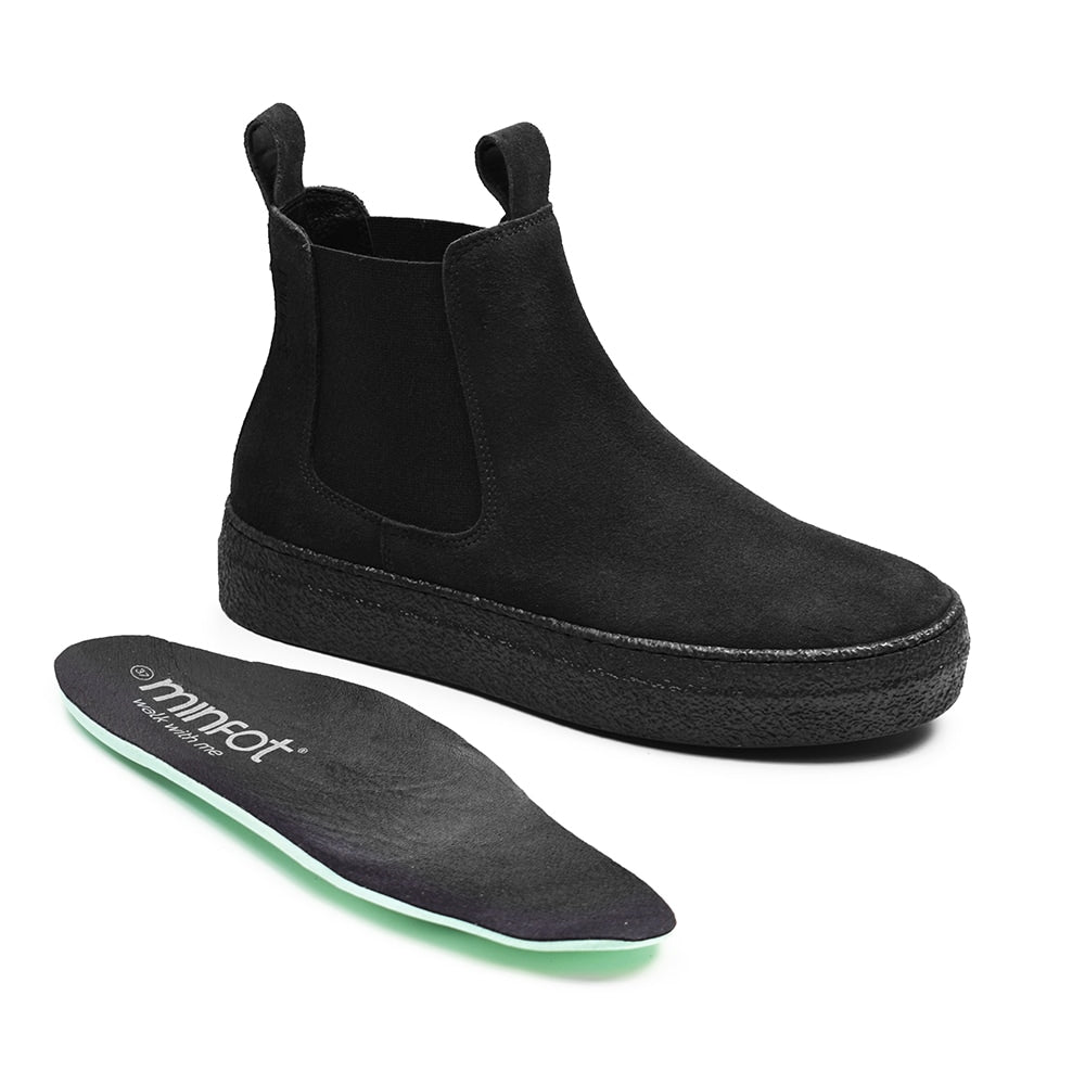 Minfot Chelsea Boots Visby Dam Mocka Svart