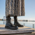 New Feet Annie Boots Snörning Dragkedja Svart