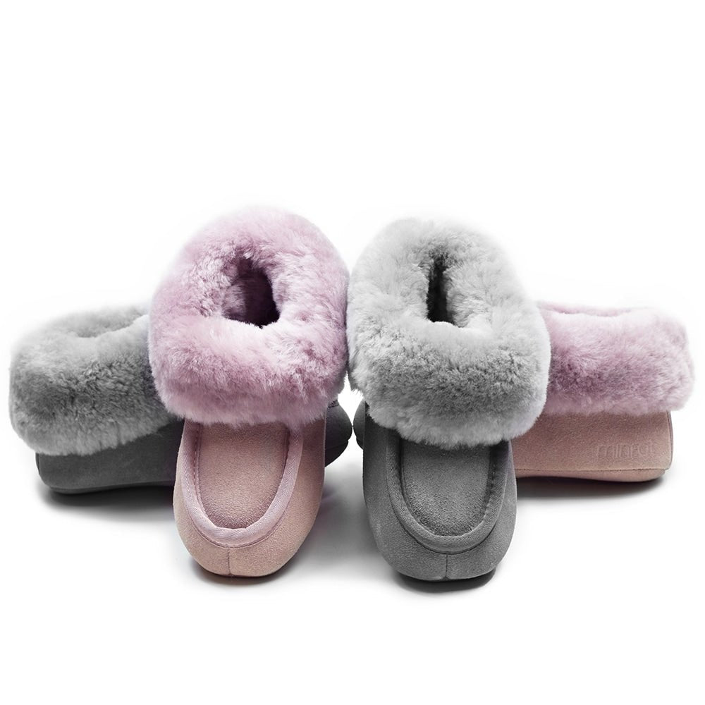 Minfot Fårskinnstofflor Barn Hven Grå