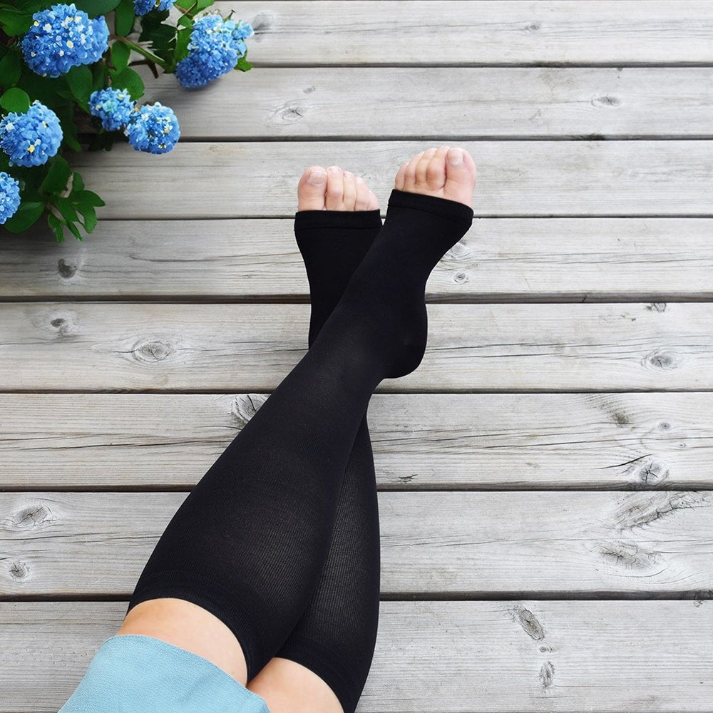Minfot Tunna Stödstrumpor Everyday Öppen Tå Svart 1-pack