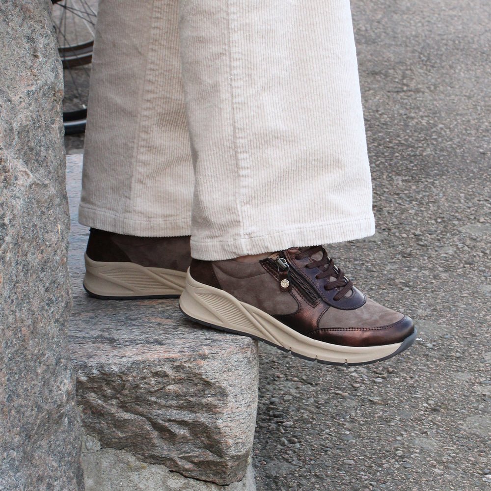 Minfot Vei Sneaker Stretch Nubuck Taupe Oxid