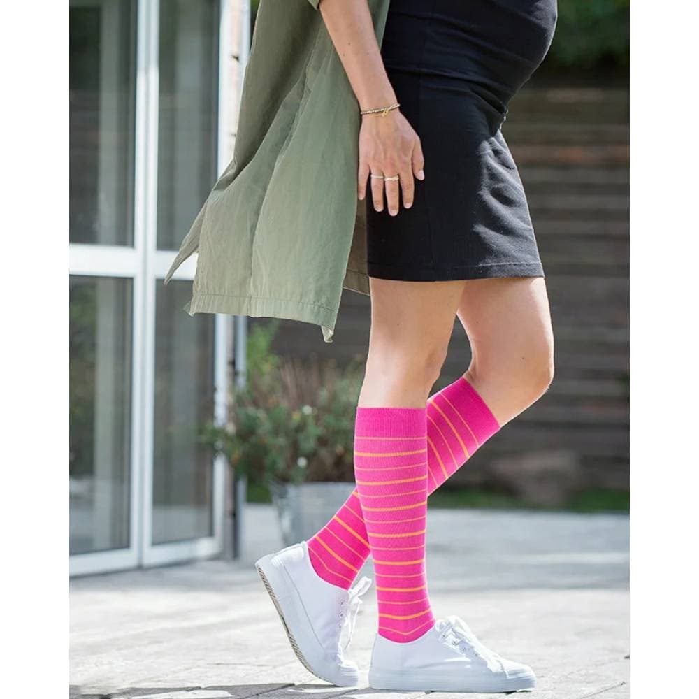 SupCare Stödstrumpor Bambu Rosa Randig
