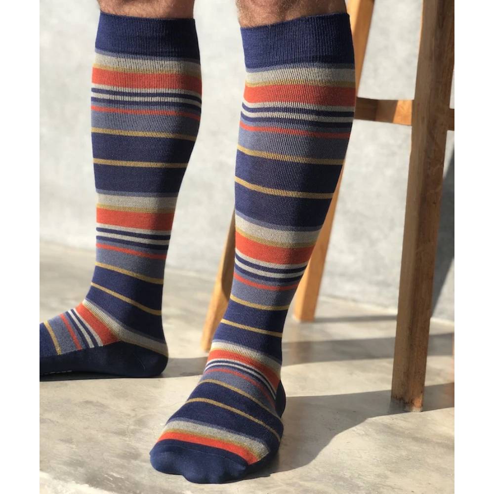 SupCare Stödstrumpor Bambu Stripes Blue