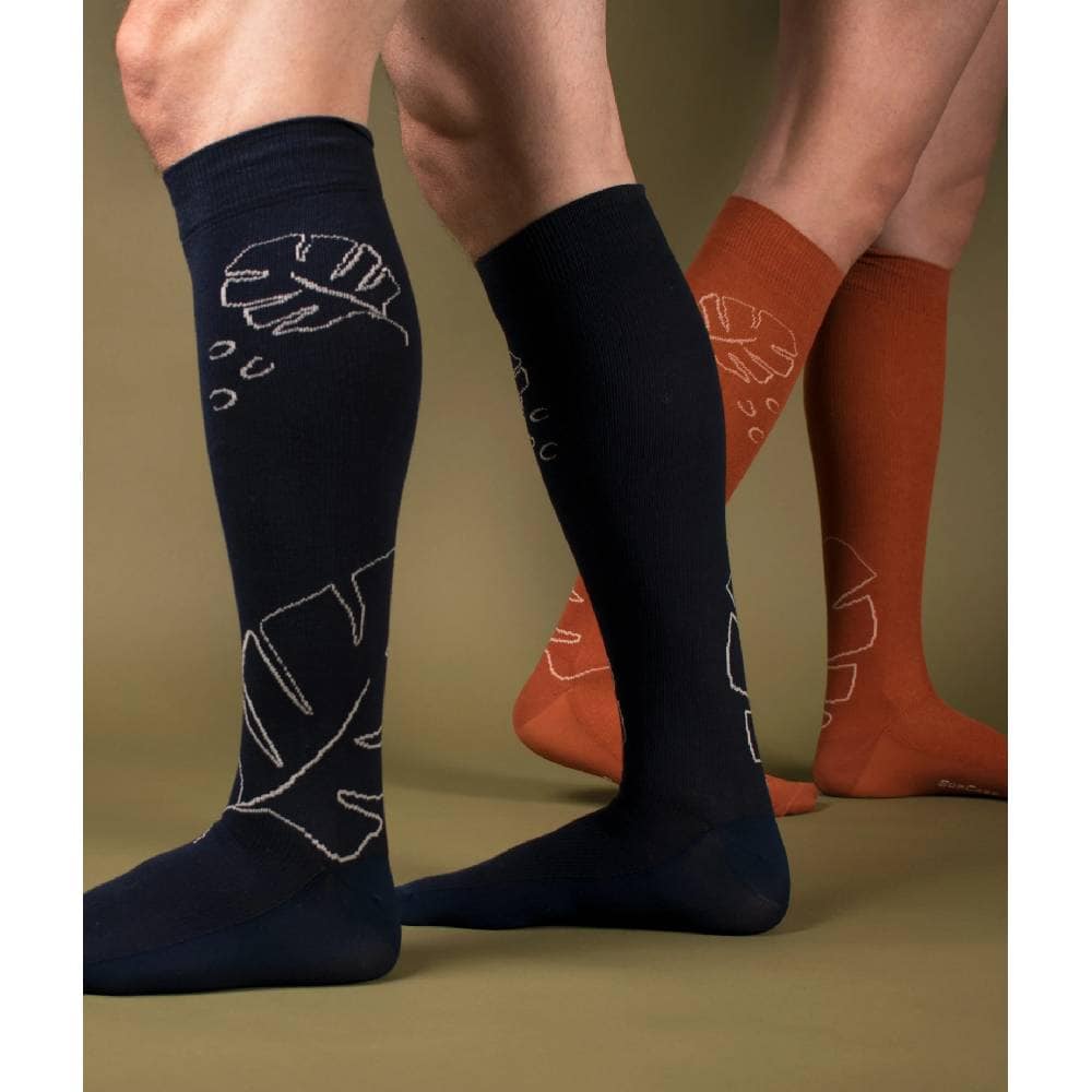SupCare Stödstrumpor Bred Eko Bomull Monstera Navy Blue