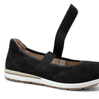 Minfot Ballerinaskor med rem Joyce Dam Stretch Nubuck Svart