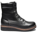 New Feet Linn Breda Boots Snörning Dragkedja Svart