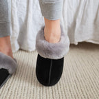Minfot Lampaannahkatossut Slip on Duved pohjalla Musta