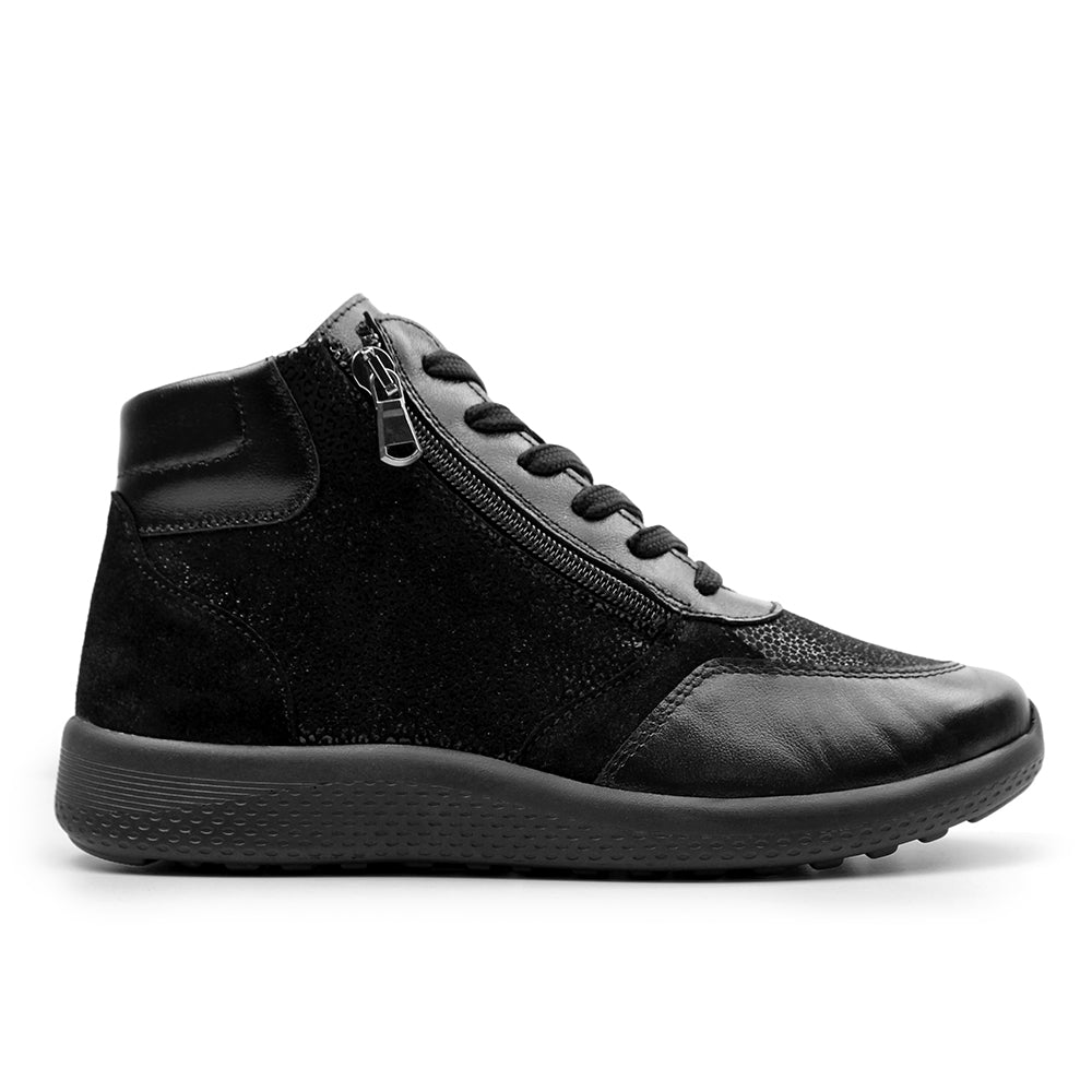 Minfot Way Hög Sneaker Bred Stretch Svart