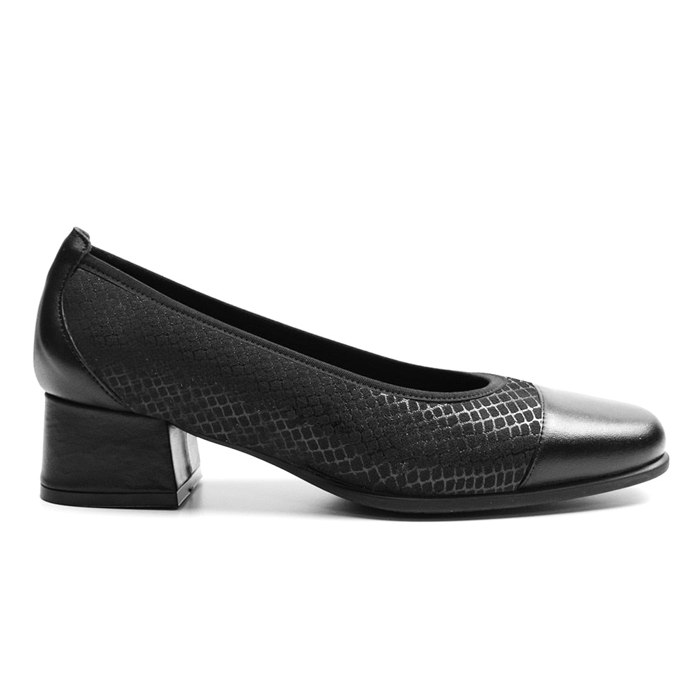 Minfot Irma Dam Finskor med Klack Stretch Svart