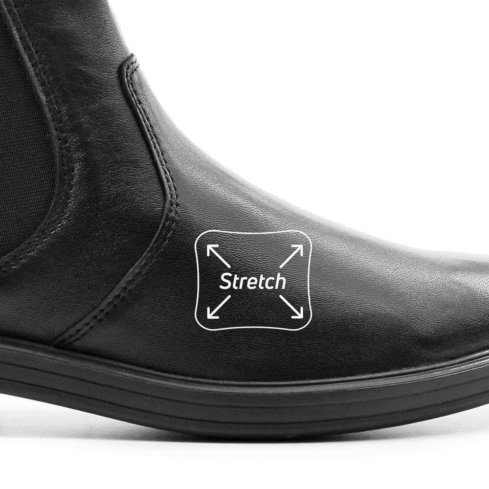 Minfot Bou Chelsea Boots med zip Stretch Läder Svart