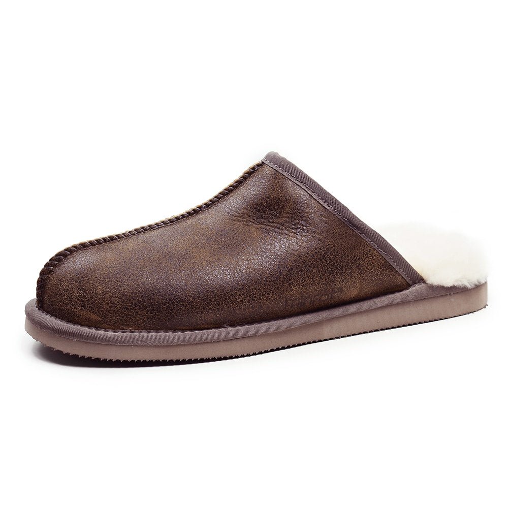 Minfot Fårskinnstofflor Slip-on Orust med sula Waxed Stone