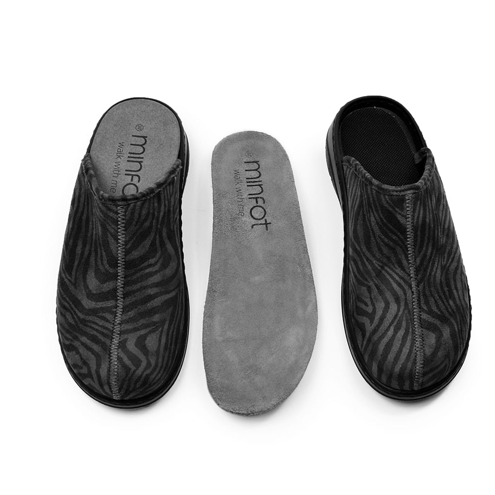 Minfot Tofflor Stretch Dam Zebra Svart