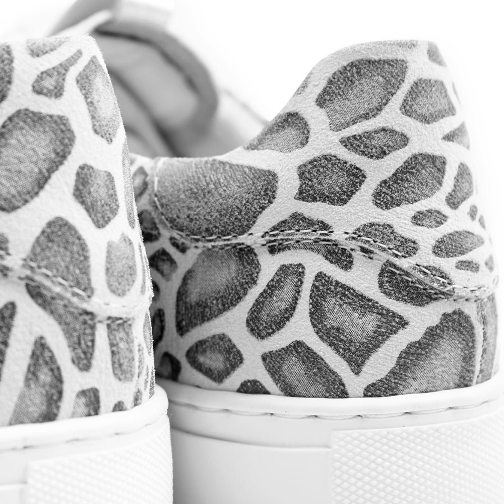 Minfot Comfort Sneakers Dam Skinn Leopard Vit