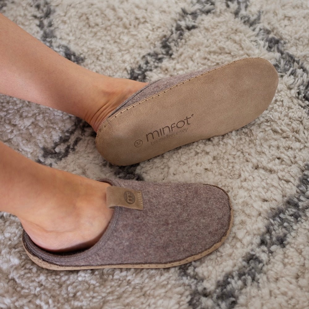 Minfot Cabin Tofflor Unisex Ull Brun