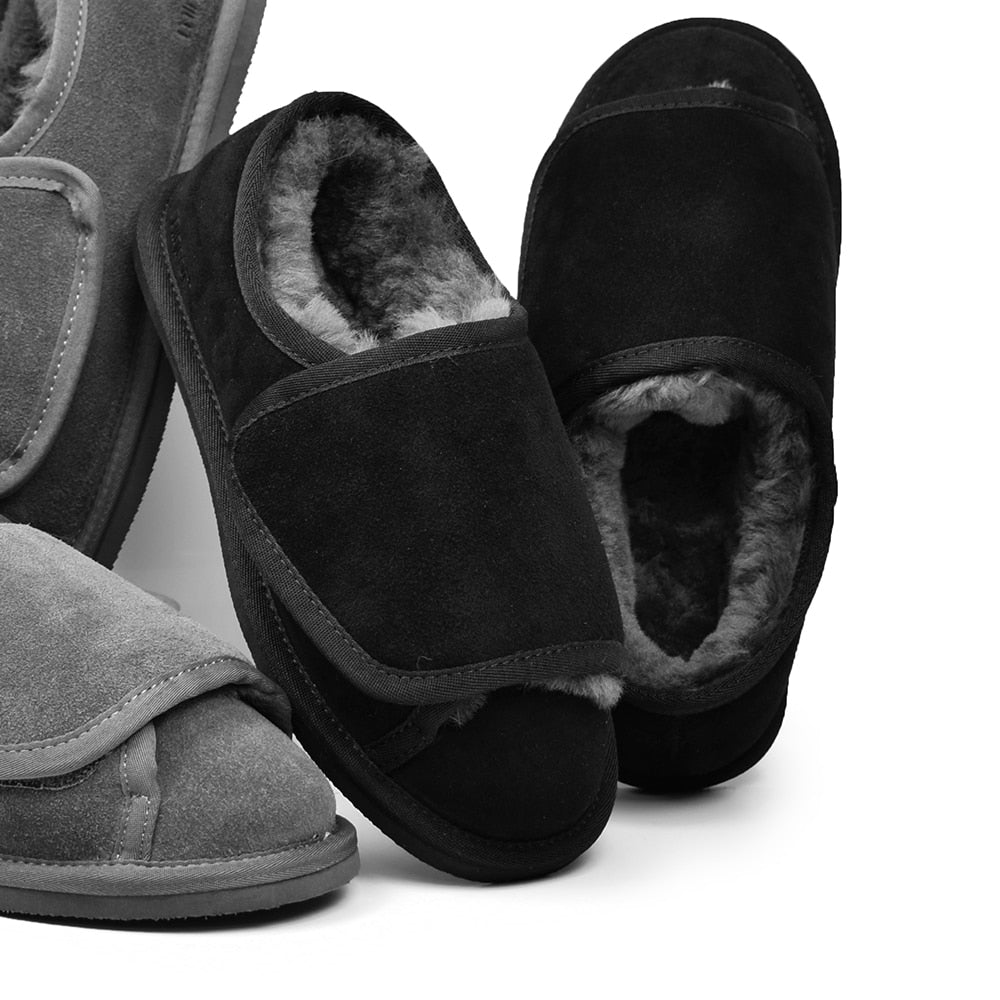 Minfot Fårskinnstofflor Öppningsbar Specialsko Molde Svart