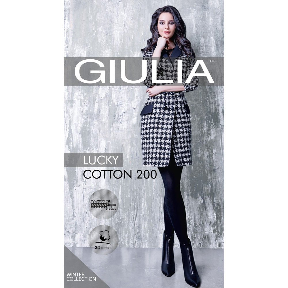 Giulia Lucky Cotton Strumpbyxor Bomull 200 den Svart 1-pack