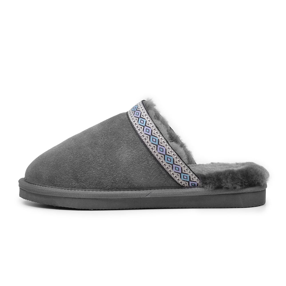 Minfot Fårskinnstofflor Slip-on Myre med sula Grå