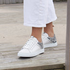 Minfot Comfort Sneakers Dam Skinn Leopard Vit