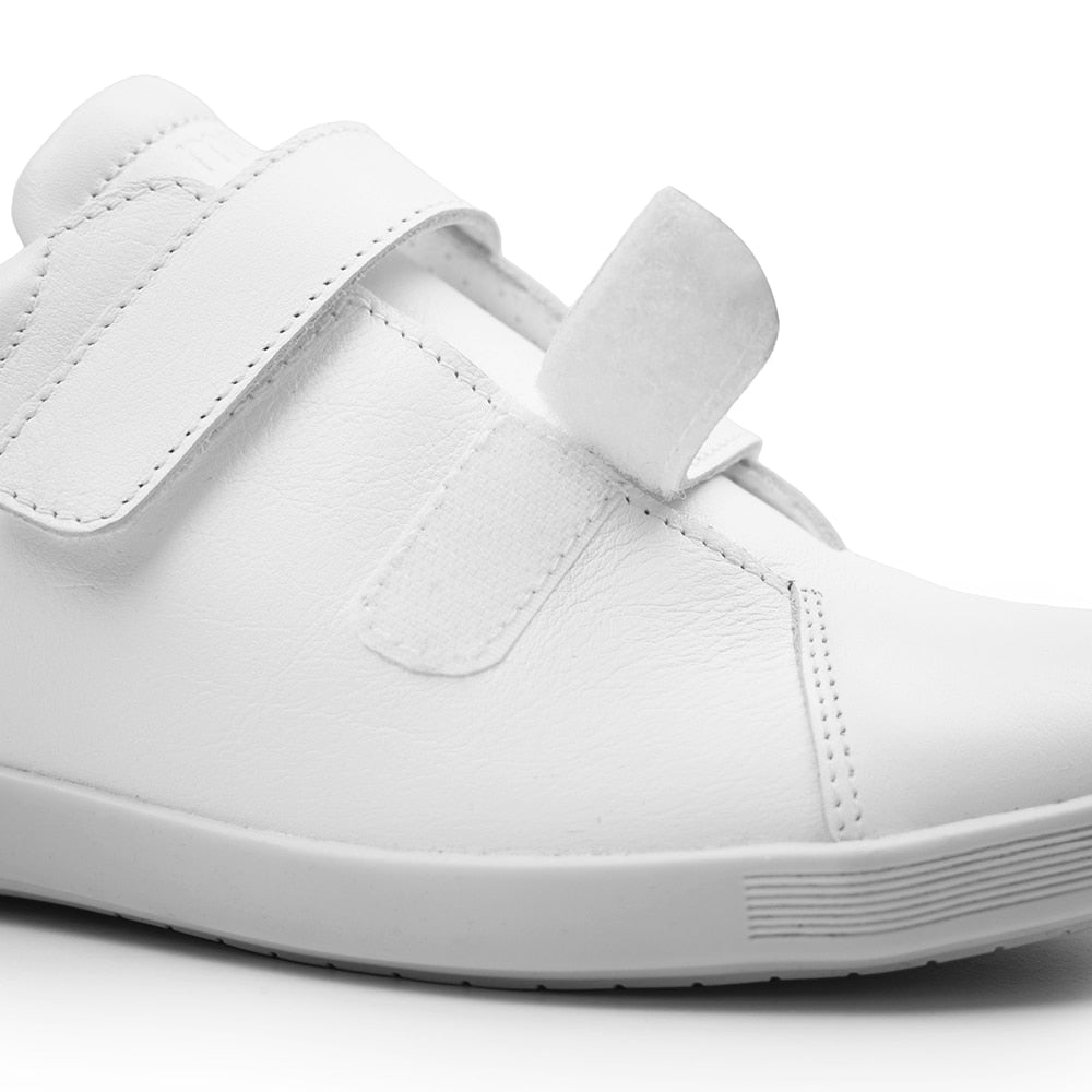 Minfot Aveny Skinn Sneaker Dam Kardborreband Vit